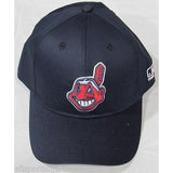 MLB Cleveland Indians Adult Cap Curved Brim Raised Replica Cotton Twill Hat Navy Road