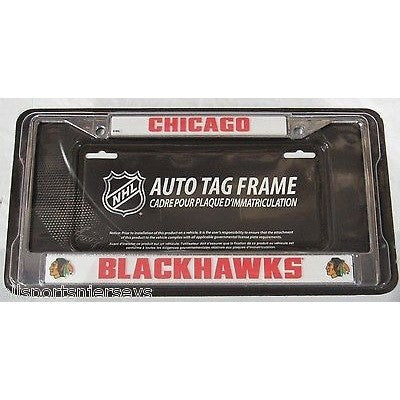 NHL Chicago Blackhawks Chrome License Plate Frame Thick Letters