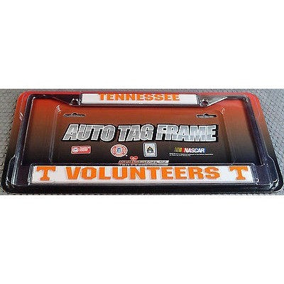 NCAA Tennessee Volunteers Chrome License Plate Frame All Thick Orange Letters