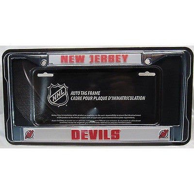 NHL New Jersey Devils Chrome License Plate Frame Thick Letters