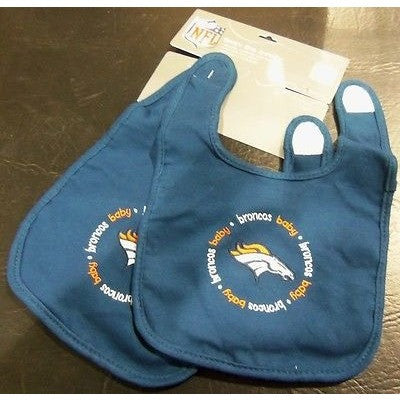 NFL Denver Broncos Embroidered Infant Baby Bibs Blue 2 pack by baby fanatic