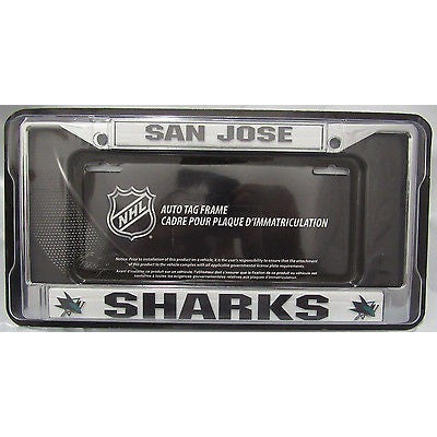 NHL San Jose Sharks Chrome License Plate Frame Thick Letters