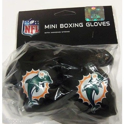 NFL Miami Dolphins Old Logo 4 Inch Rear View Mirror Mini Boxing Gloves
