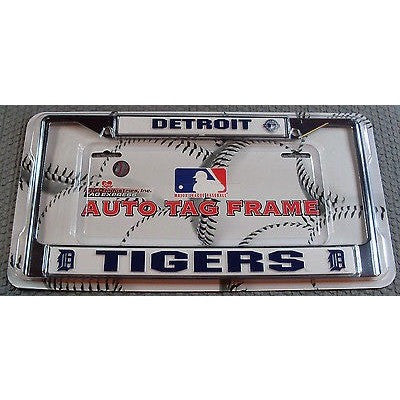 MLB Detroit Tigers Chrome License Plate Frame Thick Letters