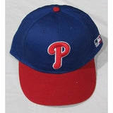 MLB Philadelphia Phillies Adult Cap Flat Brim Raised Replica Cotton Twill Hat Blue/Red