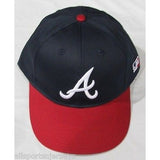 MLB Atlanta Braves Adult Cap Flat Brim Raised Replica Cotton Twill Hat Navy/Red