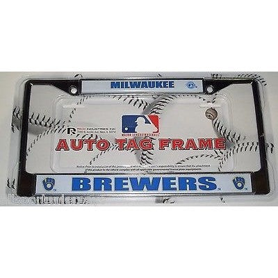 MLB Milwaukee Brewers Chrome License Plate Frame Thick Letters