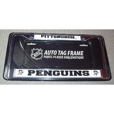 NHL Pittsburgh Penguins Chrome License Plate Frame Thick Letters