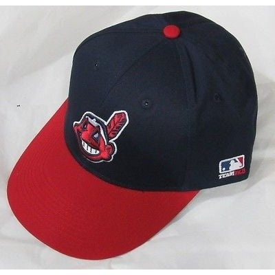 MLB Cleveland Indians Adult Cap Flat Brim Raised Replica Cotton Twill Hat Home