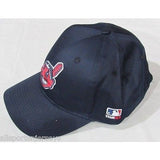 MLB Cleveland Indians Adult Cap Curved Brim Raised Replica Cotton Twill Hat Navy Road