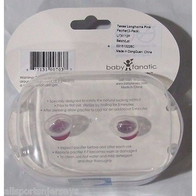 NCAA Texas Longhorns Pink Pacifiers Set of 2 w/ Solid Shield in Case