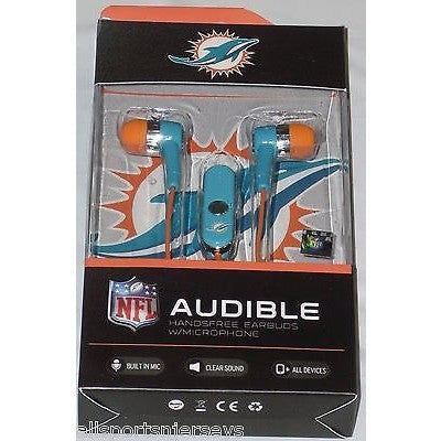 NFL Miami Dolphins Team Logo Earphones with Microphone by MIZCO