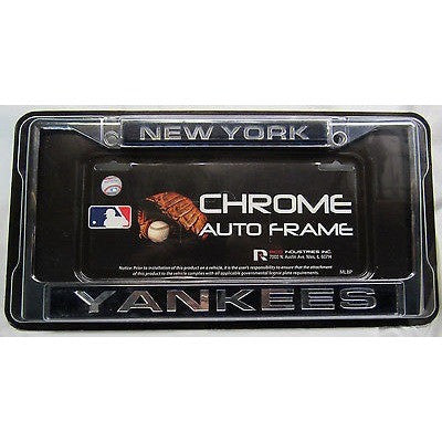 MLB New York Yankees Chrome License Plate Frame Laser Cut
