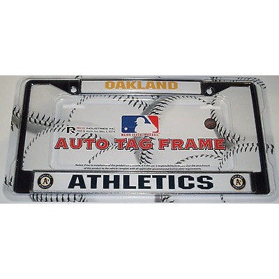 MLB Oakland Athletics Chrome License Plate Frame 2 Color Thick Letters