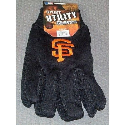 MLB NWT NO SLIP UTILITY WORK GLOVES ALL BLACK - SAN FRANCISCO GIANTS