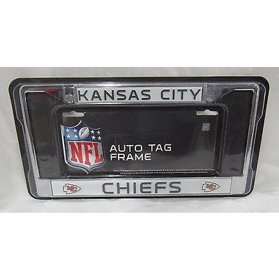 NFL Kansas City Chiefs Chrome License Plate Frame Thin Letters
