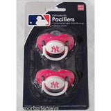 MLB New York Yankees Pink Pacifiers Set of 2 w/ Solid Shield on Card