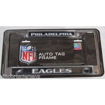 NFL Philadelphia Eagles Chrome License Plate Frame Green Flat Image