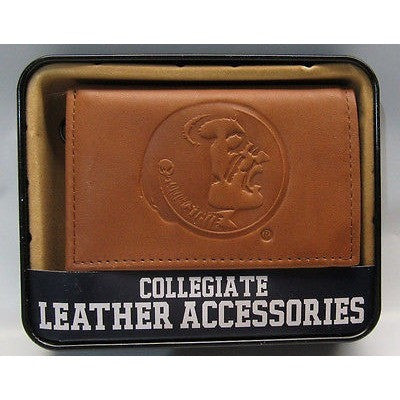 NCAA Florida State Seminoles Embossed TriFold Leather Wallet With Gift Box