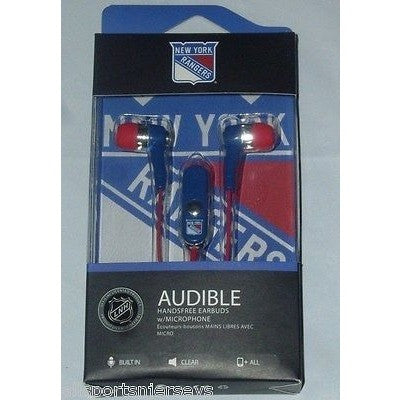 NHL New York Rangers Team Logo Earphones with Microphone by MIZCO