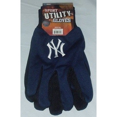MLB NWT NO SLIP UTILITY WORK GLOVES - NEW YORK YANKEES - BLUE W/BLACK PALM