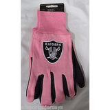NFL Las Vegas Raiders Logo on Pink w/Black Palm 2-Tone No Slip Utility Work Gloves