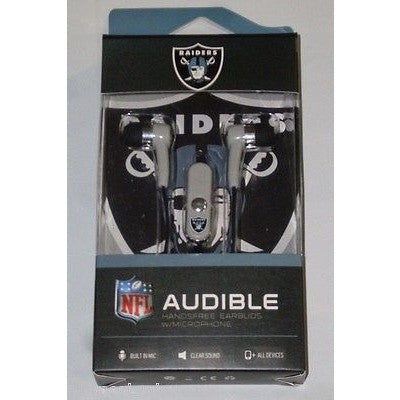 NFL Oakland Raiders Team Logo Earphones with Microphone by MIZCO