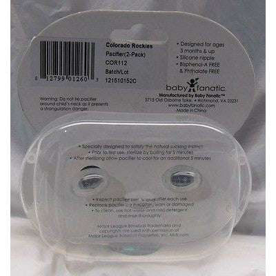 MLB Colorado Rockies Pacifiers Set of 2 w/ Stripe on Shield in Case