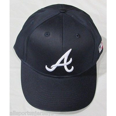 MLB Atlanta Braves Adult Cap Flat Brim Raised Replica Cotton Twill Hat Navy