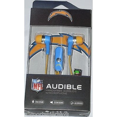 NFL San Diego Chargers Team Logo Earphones with Microphone by MIZCO