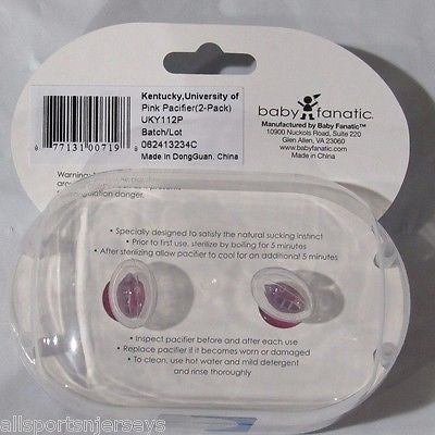 NCAA Kentucky Wildcats Pink Pacifiers Set of 2 w/ Solid Shield in Case