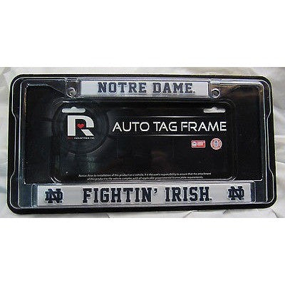 NCAA Notre Dame Fighting Irish Chrome License Plate Frame Thin Red Letters
