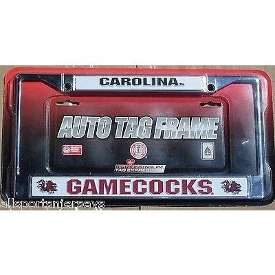 NCAA South Carolina Game Cocks Chrome License Plate Frame 2 Color Lettering