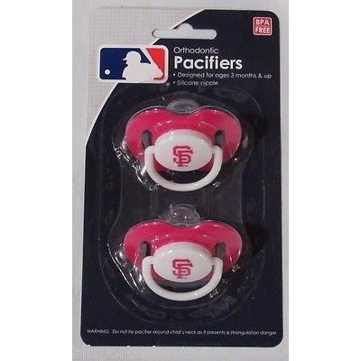 MLB San Francisco Giants Pink Pacifiers Set of 2 w/ Solid Shield on Card