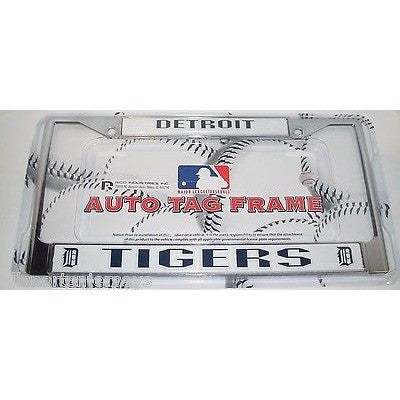 MLB Detroit Tigers Chrome License Plate Frame Thin Letters