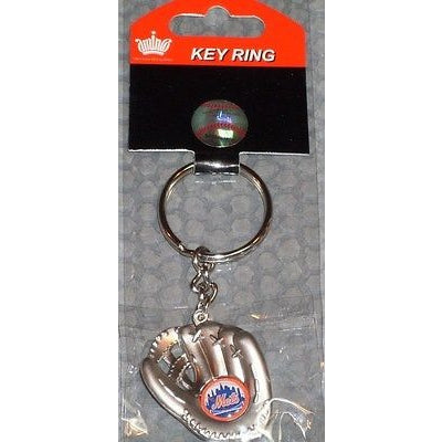 MLB Chrome Glove With Logo in Palm Key Chain New York Mets AMINCO