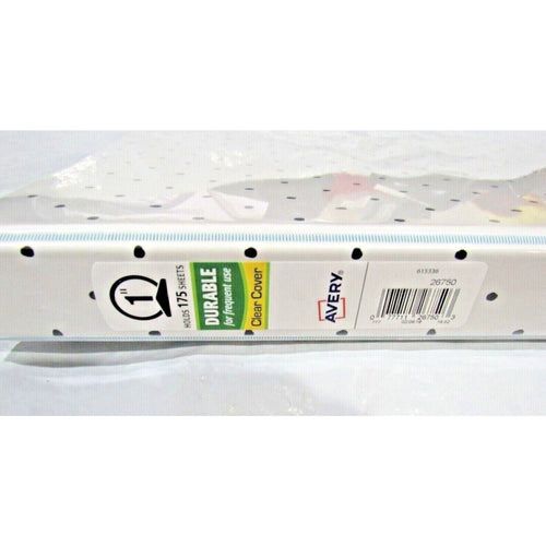 2 Avery White w/ Dots Durable View Binders w/Clear Cover 1" Round Rings 175 Pg