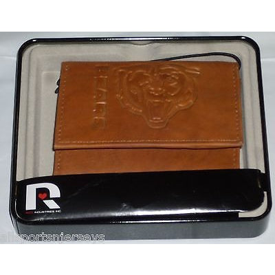 NFL Chicago Bears Embossed TriFold Leather Wallet With Gift Box