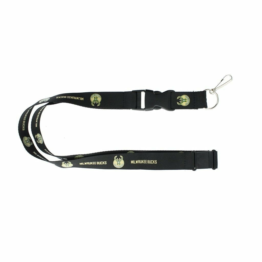 NBA Milwaukee Bucks Logo on Black Lanyard Detachable Buckle 23"X3/4" by Aminco