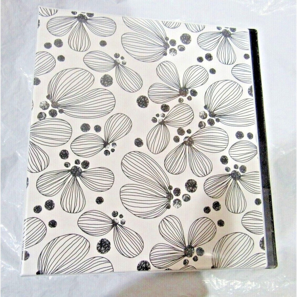 2 Avery White w/Black Flowers Durable Clear Cover 1" Round Rings 175 Pg