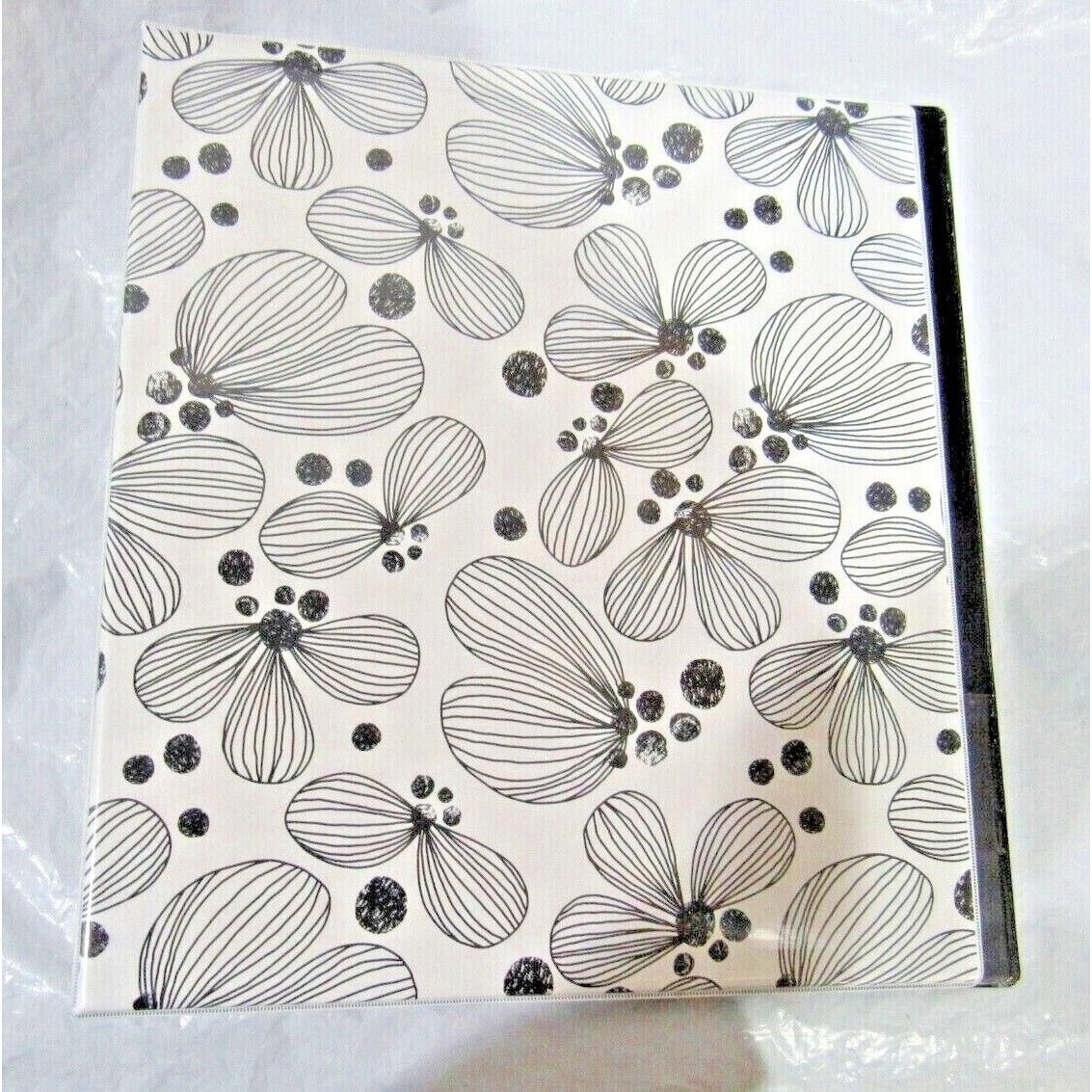 2 Avery White w/Black Flowers Durable Clear Cover 1" Round Rings 175 Pg