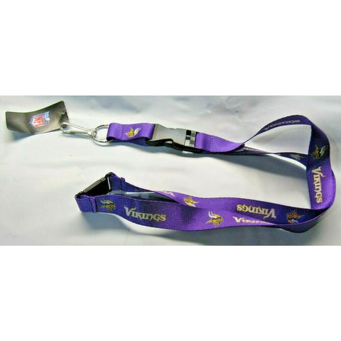 NFL Minnesota Vikings Logo on Purple Lanyard Detachable Keyring 23"X3/4" Aminco