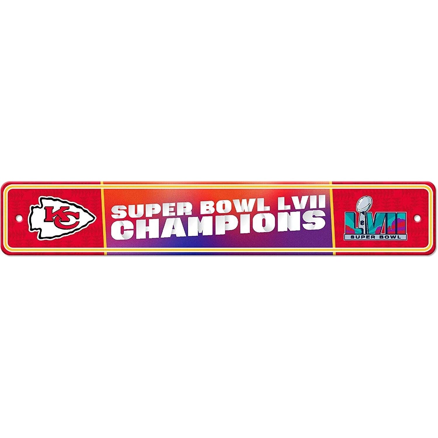 NFL Kansas City Chiefs 2023 Super Bowl LVII Champions Plastic Street Sign
