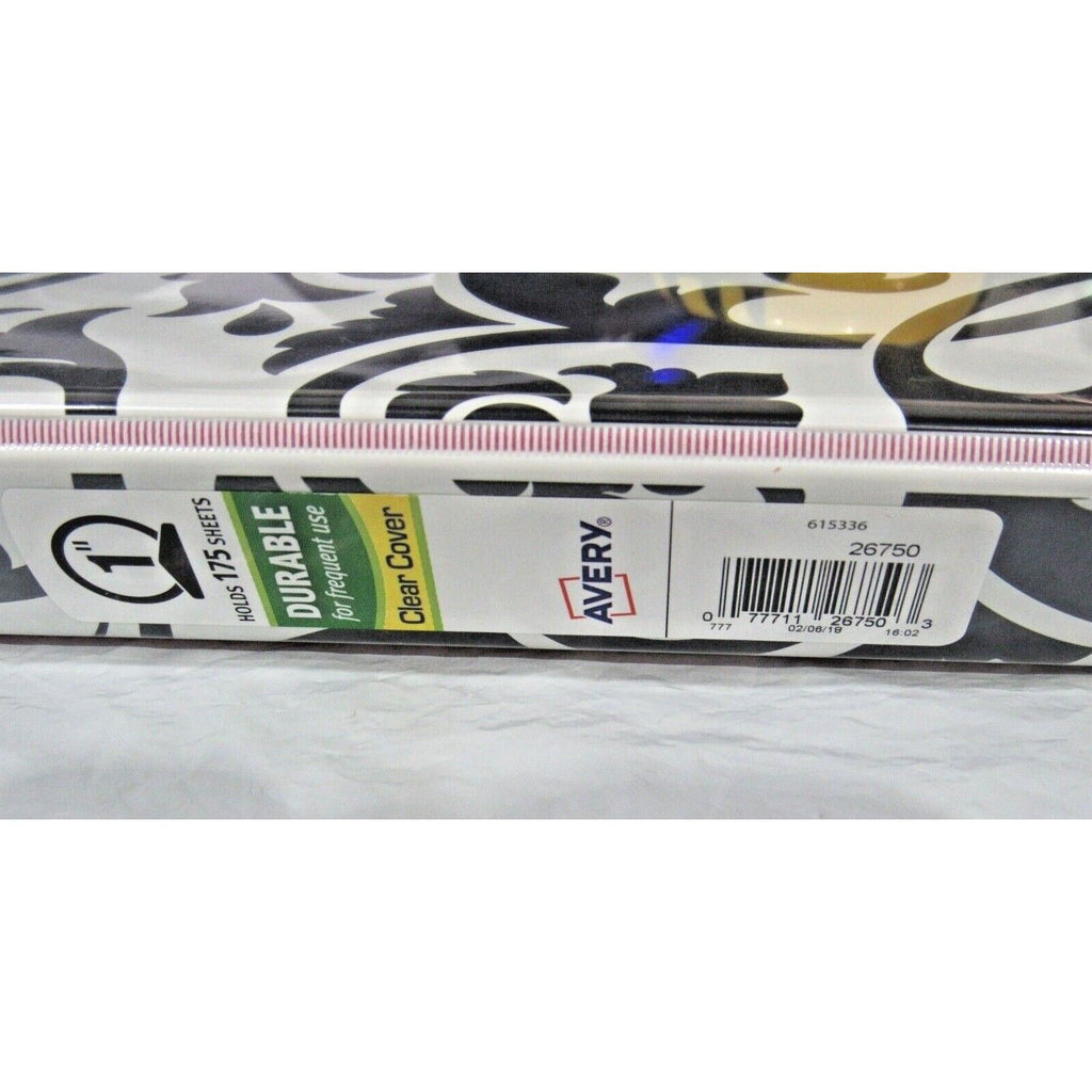 2 Avery White w/Black Brocade Durable Clear Cover 1" Round Rings 175 Page