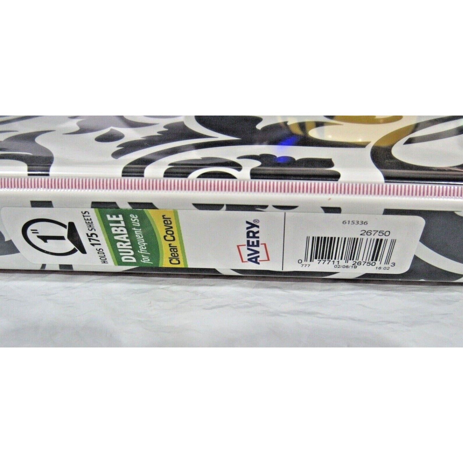 2 Avery White w/Black Brocade Durable Clear Cover 1" Round Rings 175 Page