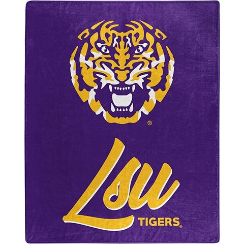 NCAA LSU Tigers Raschel Royal Plush Raschel Throw Blanket Signature Design 50x60