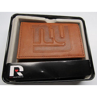 NFL New York Giants Embossed TriFold Leather Wallet With Gift Box