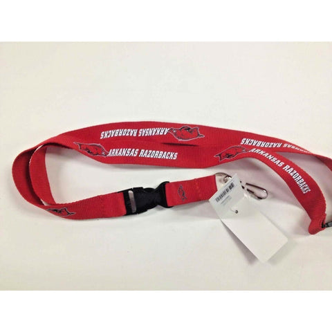 NCAA Arkansas Razorbacks Red 1 Sided Lanyard with Clips 23" Long 3/4" Wide