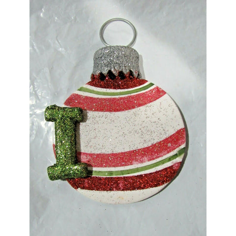 Round 3.5" Letter I Personalizable Christmas Ornament by Holly Adler