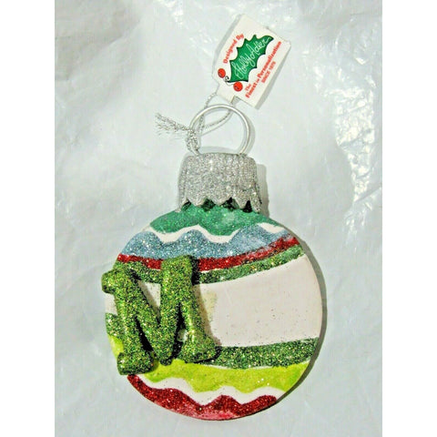 Round 3.5" Letter M Personalizable Christmas Ornament by Holly Adler